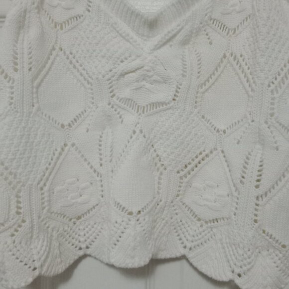 Chelsea & Violet White Knit Ruffle Strap Tank Top Small Boho Cottagecore Feminin - Picture 5 of 7